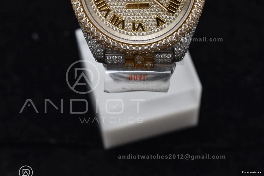 Roman Best DateJust Diamond Tone 41mm 2 Dial Gold Yellow Version 1196 Flexible TWD 0923